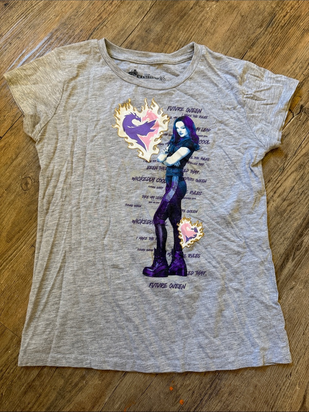 Disney Gray Tee with Purple Graphic - Girls